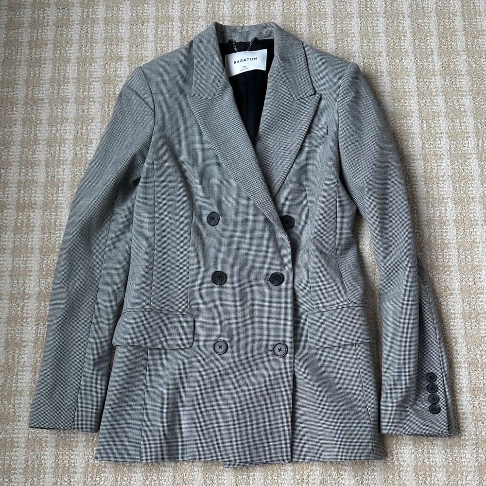 Babaton Houndstooth Double-Breasted Blazer